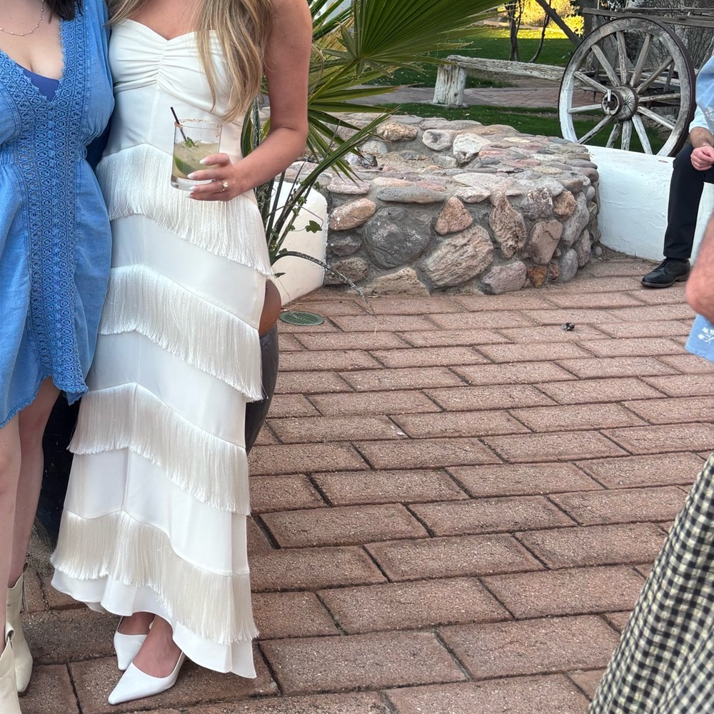x REVOLVE Hera Fringe Maxi Dress in Ivory